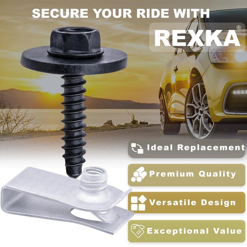 Rexka 15 Sets Fender Liner Bumper Cover Splash Shield Wheelhouse Liner Bolt Screw U Nuts Kit for GM 11570498 Chevrolet Camaro Colorado Corvette Cruze Equinox Silverado Malibu Traverse CadilacBuick - Image 5